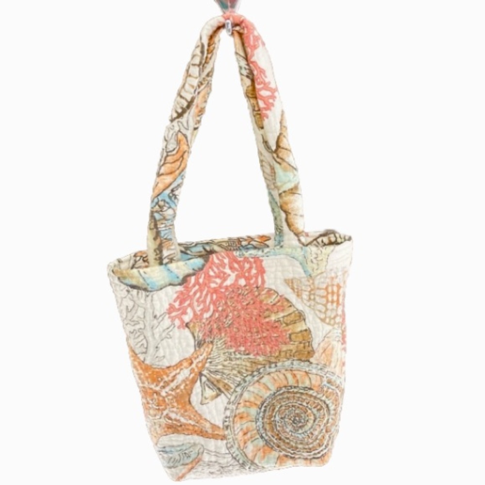 NAUTICAL SeaShell Ocean Quilted Tote Bag Handmade